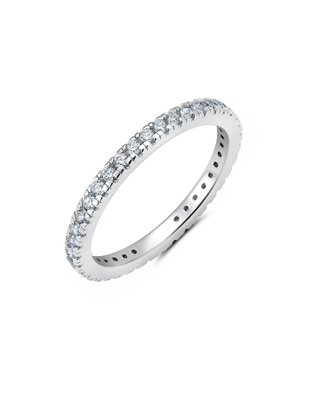 Crislu Clear Hand Set Cubic Zirconia Eternity Band Ring