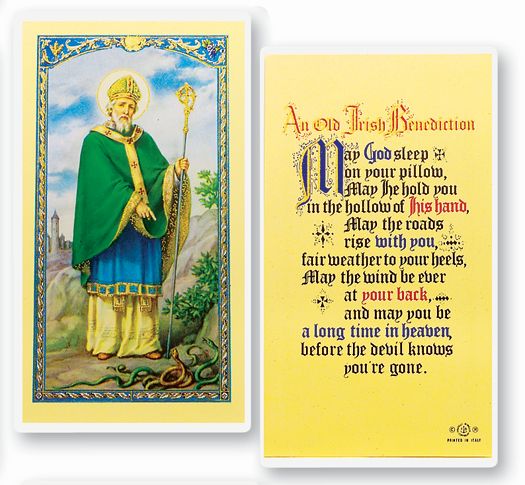 Saint Patrick An Irish Benediction Laminated Catholic Holy Card with Prayer on Back Pack of 25