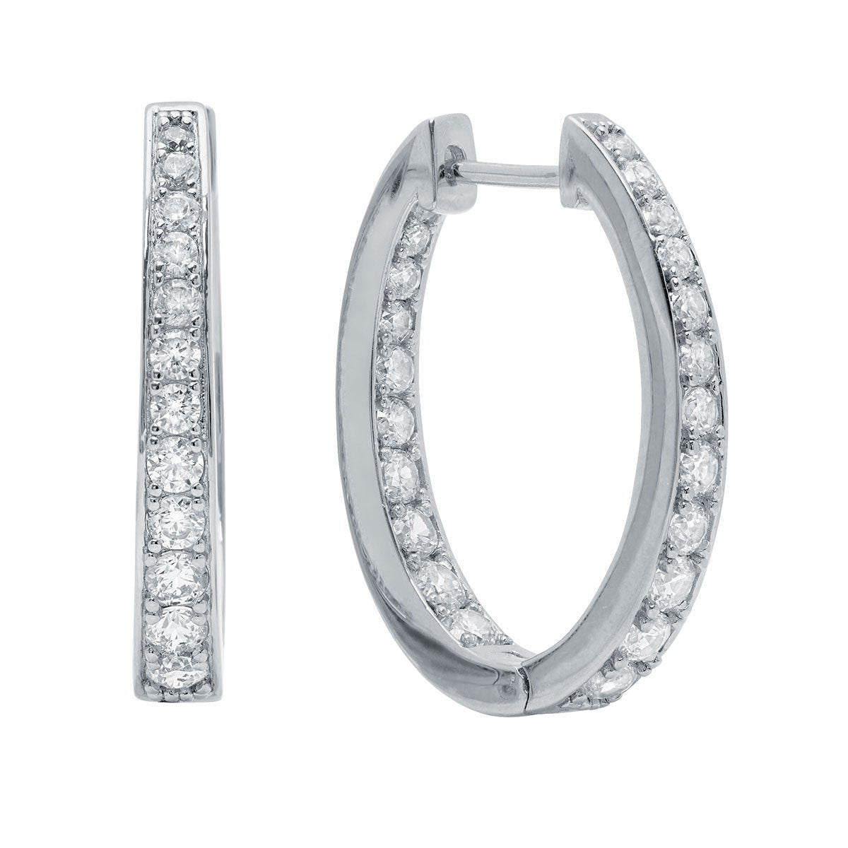 Crislu Hinge Hoop Earrings Finished in Pure Platinum Shine
