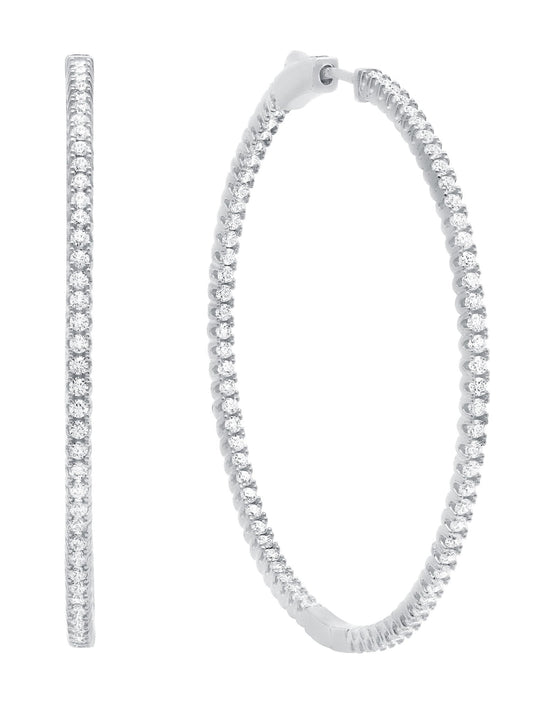 Crislu Large Pave Hoop Earrings Finished in Pure Platinum