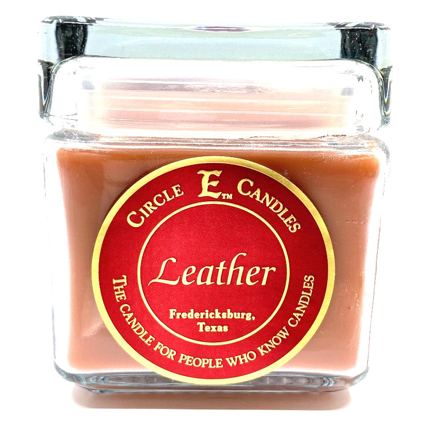 Circle E Candles, Leather Scent, Large Size Jar Candle, 32oz, 2 Wicks