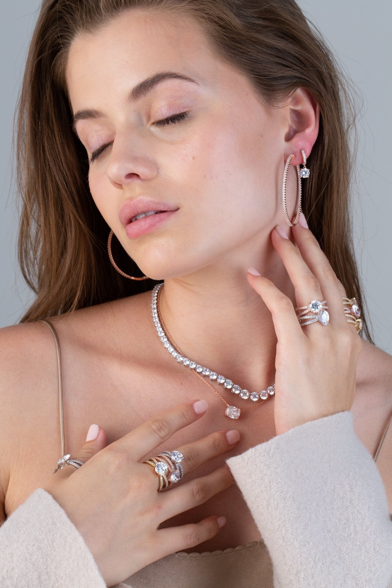 Crislu Medium Pave Hoop Earrings Finished In Pure Platinum