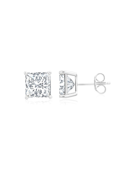 Crislu Mens Square Cut CZ Stud in Pure Platinum Earrings