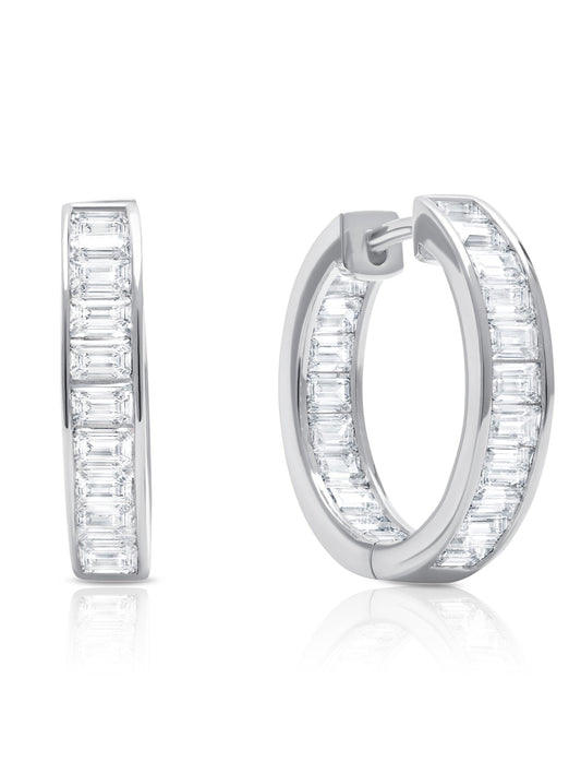 Crislu Parallel- Platinum Baguette Hoop Earrings