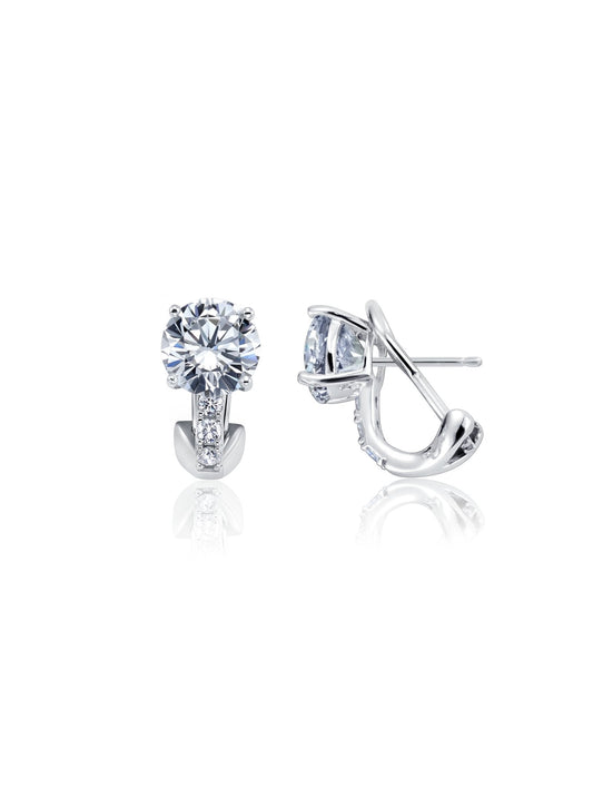 Crislu Post Stud Earrings Finished in Pure Platinum Luxury
