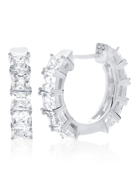 Crislu Princess Hoop Earrings Finished in Pure Platinum Elegance