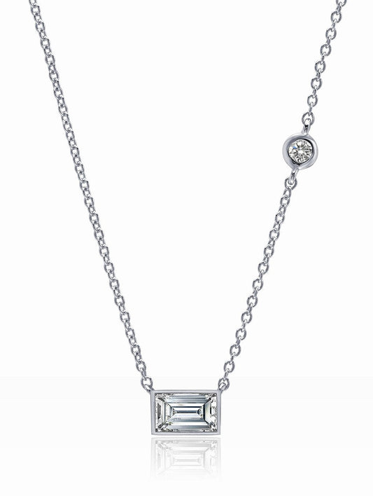 Crislu Rectangle Necklace Finished in Pure Platinum