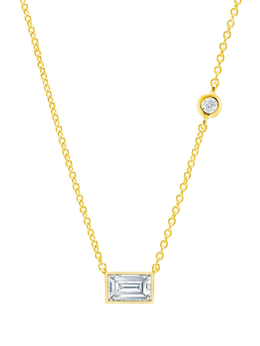 Crislu Rectangle Ray CZ Necklace Finished in 18kt Yellow Gold