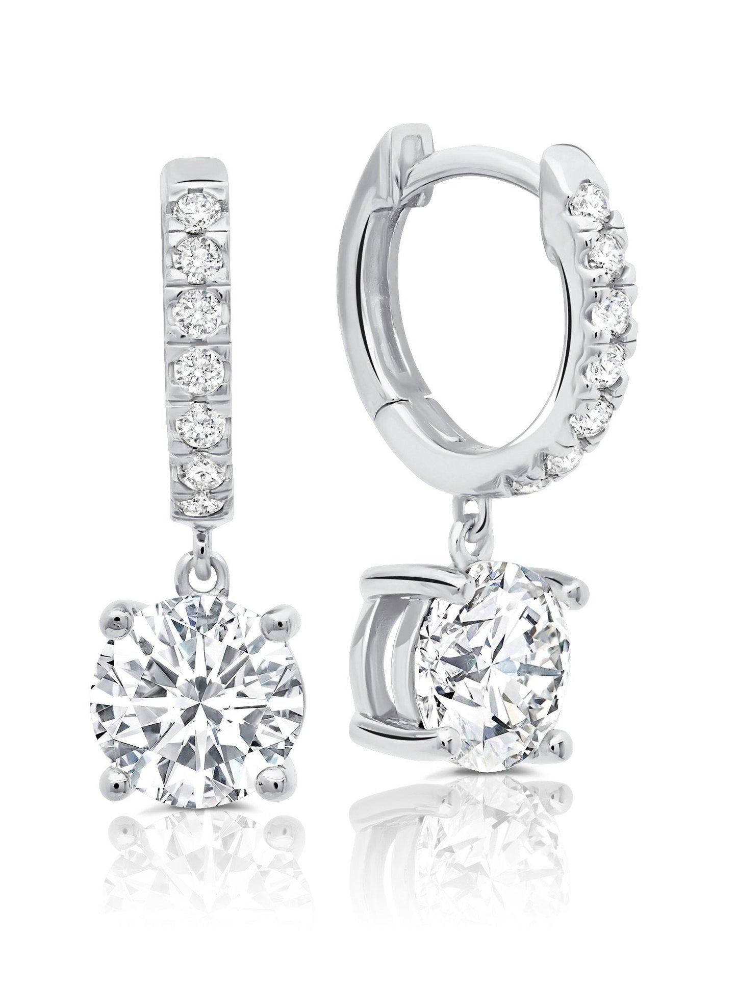 Crislu Round Cut Huggie Hoop Earrings in Pure Platinum