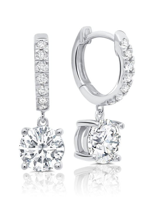 Crislu Round Cut Huggie Hoop Earrings in Pure Platinum