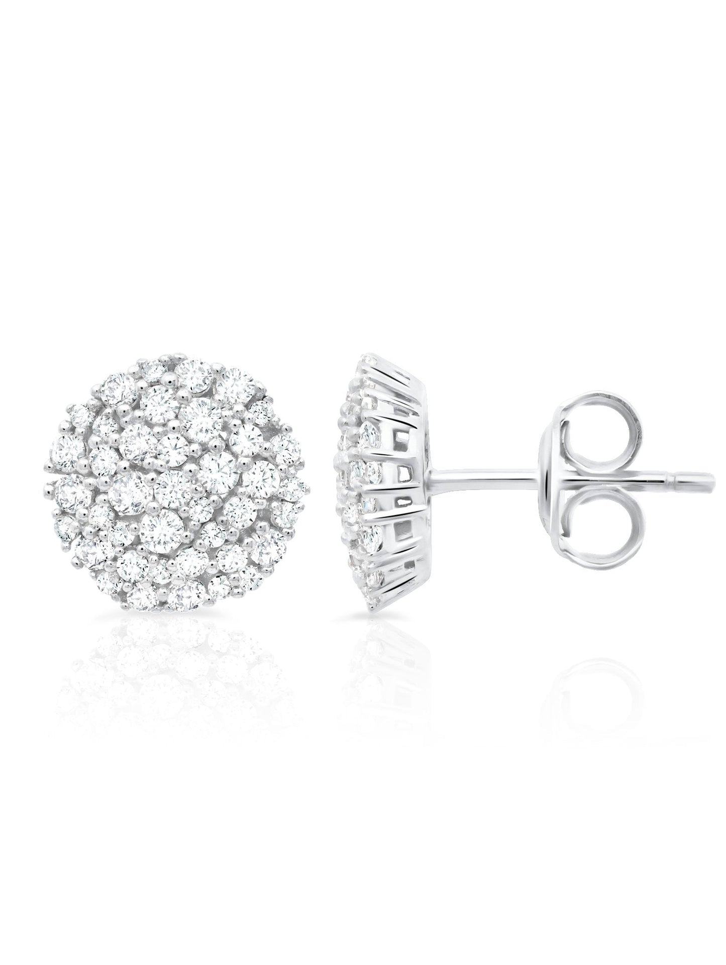 Crislu Round Glisten Stud Earrings Finished In Pure Platinum