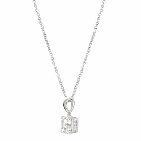 Crislu Royal Asscher Cut Pendant Necklace Finished in Pure Platinum