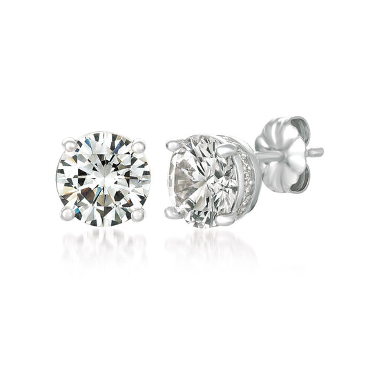 Crislu Royal Brilliant Cut Stud Earrings Finished in Pure Platinum