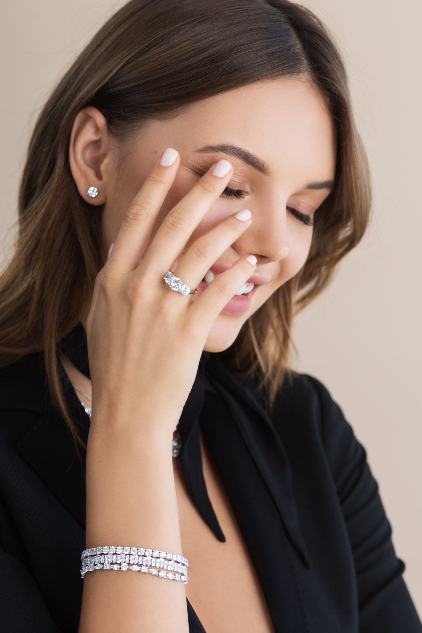Crislu Royal Brilliant Cut Stud Earrings in Pure Platinum