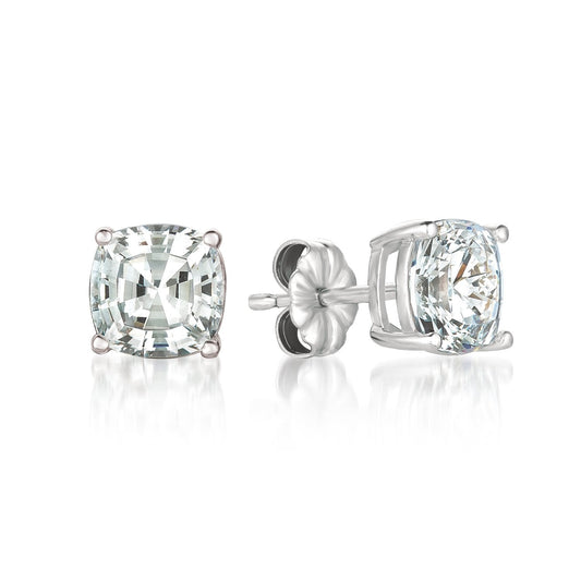 Crislu Solitaire Asscher Earrings Finished in Pure Platinum