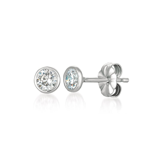 Crislu Solitaire Bezel Set Earrings Finished in Pure Platinum - 1.0 Cttw