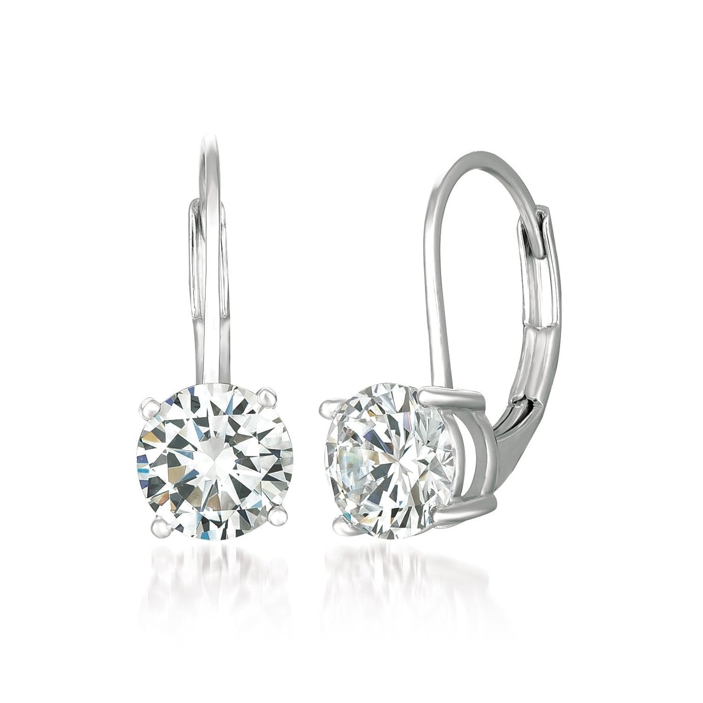 Crislu Solitaire Brilliant Cut Leverback Drop Earrings