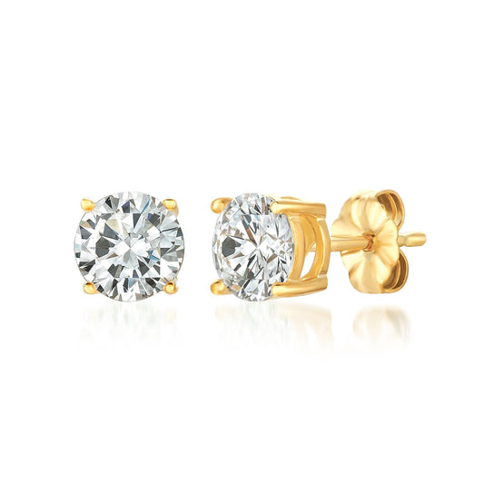 Crislu April Birthstone Stud Earrings in 18KT Yellow Gold Finish