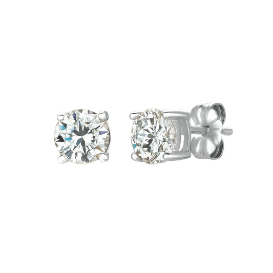 Crislu Solitaire Brilliant Stud Earrings Finished in Pure Platinum - 1.5 Cttw