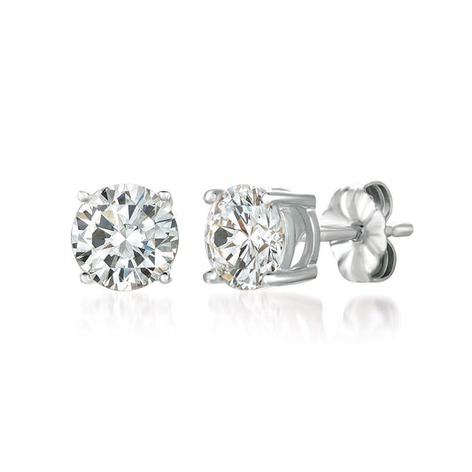 Crislu April Birthstone Stud Earrings in Platinum Finish