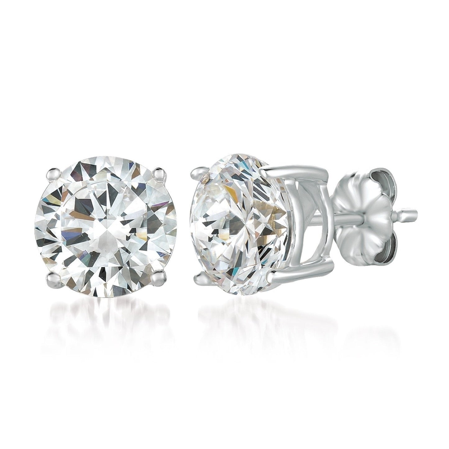 Crislu Solitaire Brilliant Stud Earrings Finished in Pure Platinum