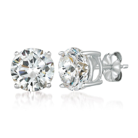 Crislu Solitaire Brilliant Stud Earrings Finished in Pure Platinum