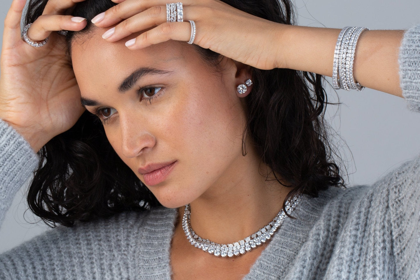 Crislu Solitaire Brilliant Stud Earrings Finished in Pure Platinum