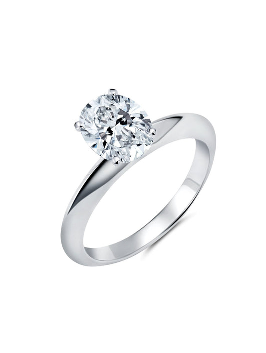 Crislu Tiffany Oval Cut Hand Set Cubic Zirconia Engagement Ring Finished In Pure Platinum