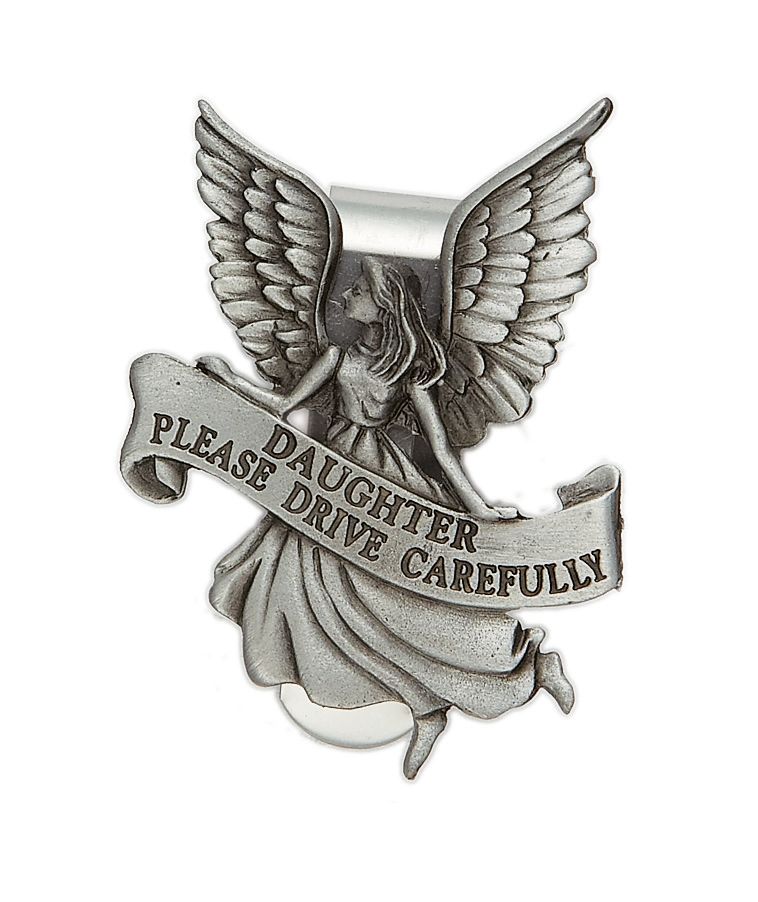 Extel Pewter Daughter Please Drive Carefully Angel Clip