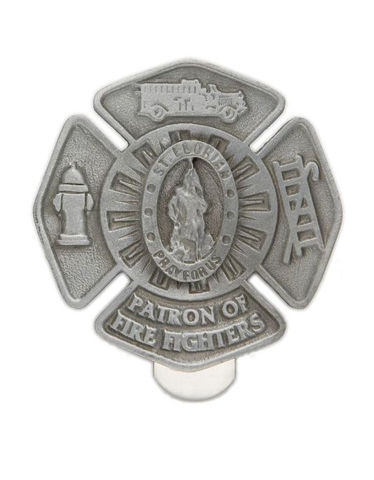 Extel Pewter St. Florian, Patron Saint of Fire Fighters Maltese Cross Sun Visor Clip for Fire Fighter Car Truck