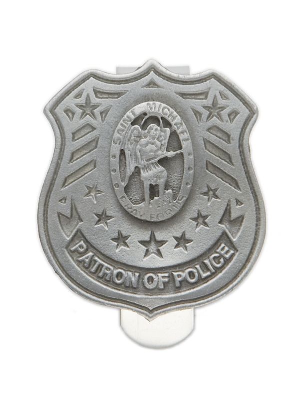 Extel Pewter St. Michael Police Shield Sun Visor Clip