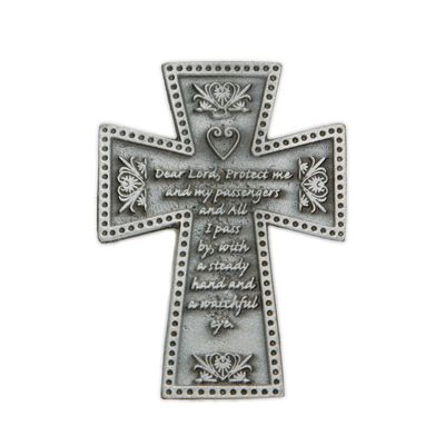 Extel Pewter Travel Cross Protect Me Sun Visor Clip for Car