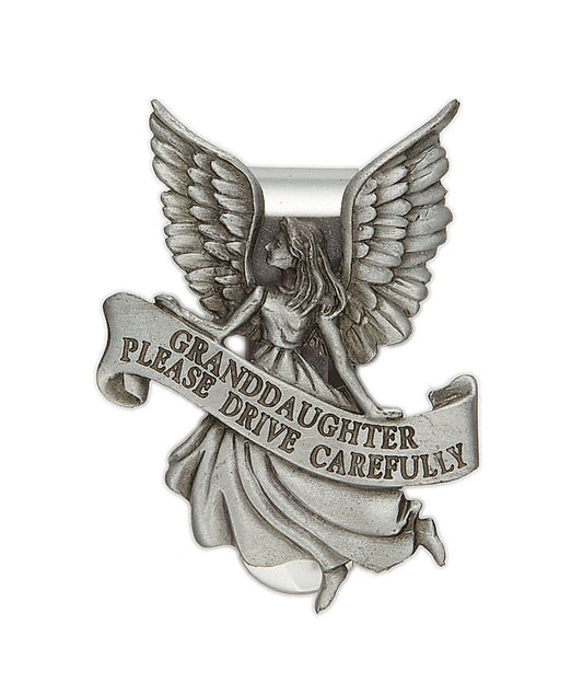 Extel Pewter Granddaughter Please Drive Carefully Angel Visor Clip