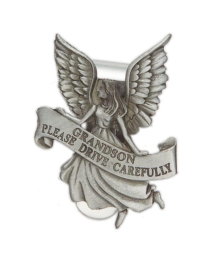 Extel Pewter Grandson Please Drive Carefully Angel Clip