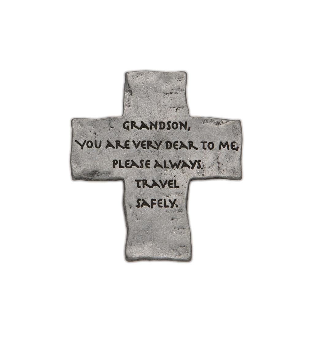 Extel Pewter Grandson Drive Safely Cross Sun Visor Clip