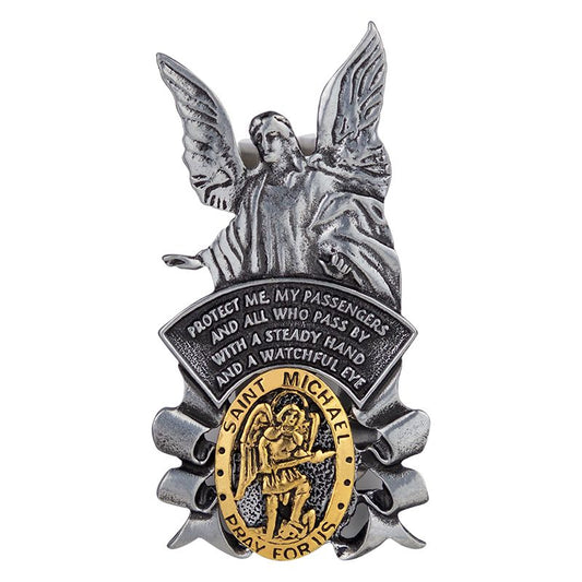 Extel Two-Tone Pewter Gold Plated Guardian Angel Sun Visor Clip