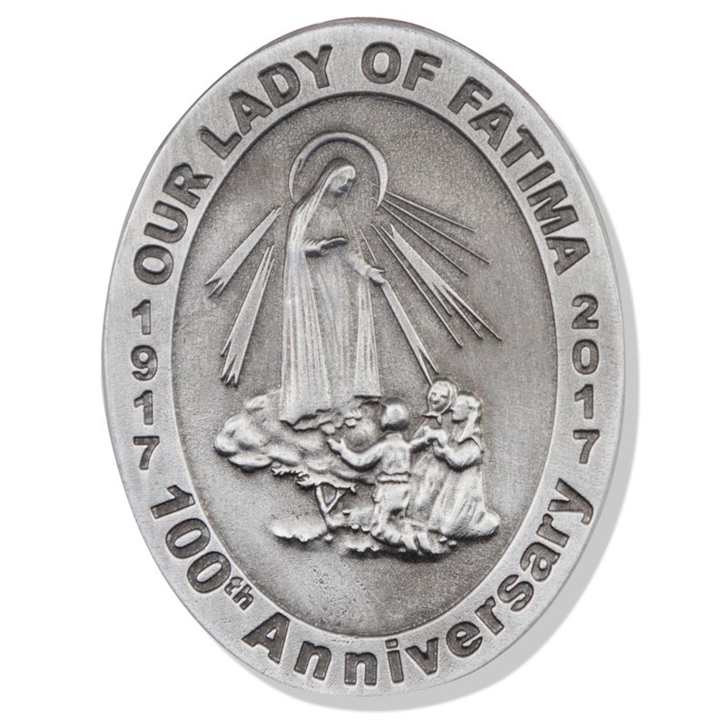 Extel Oval Pewter Our Lady of Fatima Sun Visor Clip for Men Women Car Truck