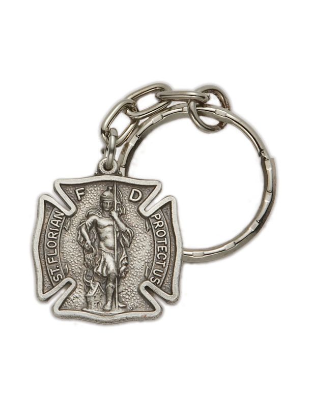 Extel St. Florian, Patron Saint of Fire Fighters Maltese Cross Key Chain