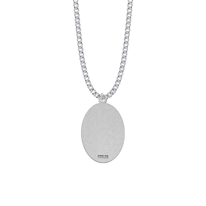 Extel Large Sterling Silver Oval St. Christopher Medal Pendant