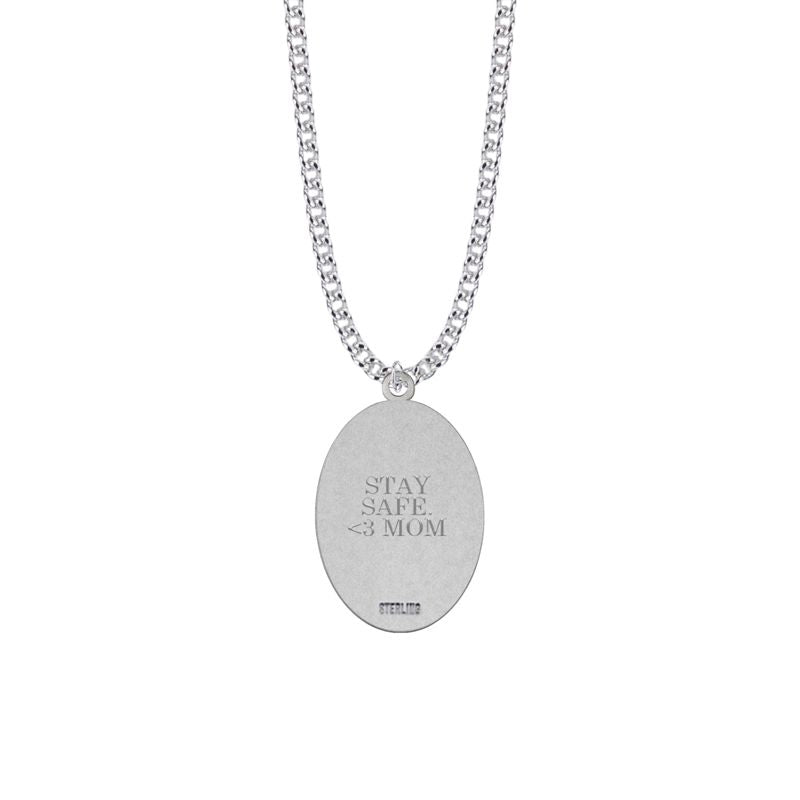 Extel Large Sterling Silver Oval St. Christopher Medal Pendant