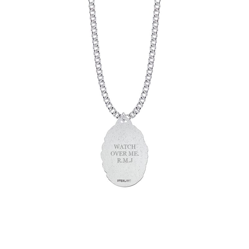 Extel Large Sterling Silver St. Florian Medal Pendant 24 Inch Chain