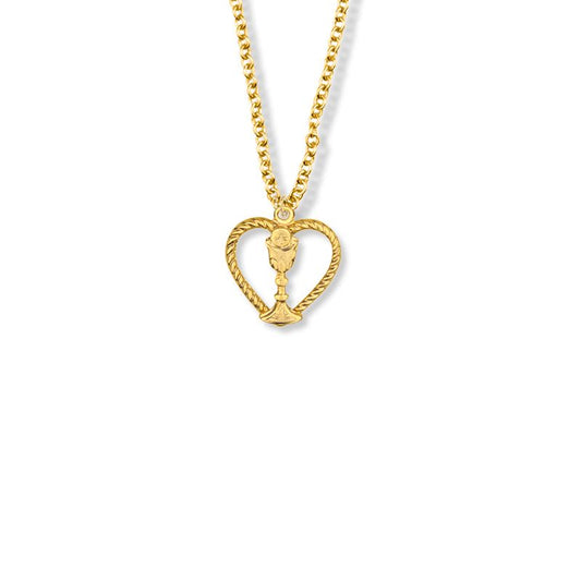 Extel Medium Gold Plated Open Heart Chalice Pendant  for Girl with 16" chain