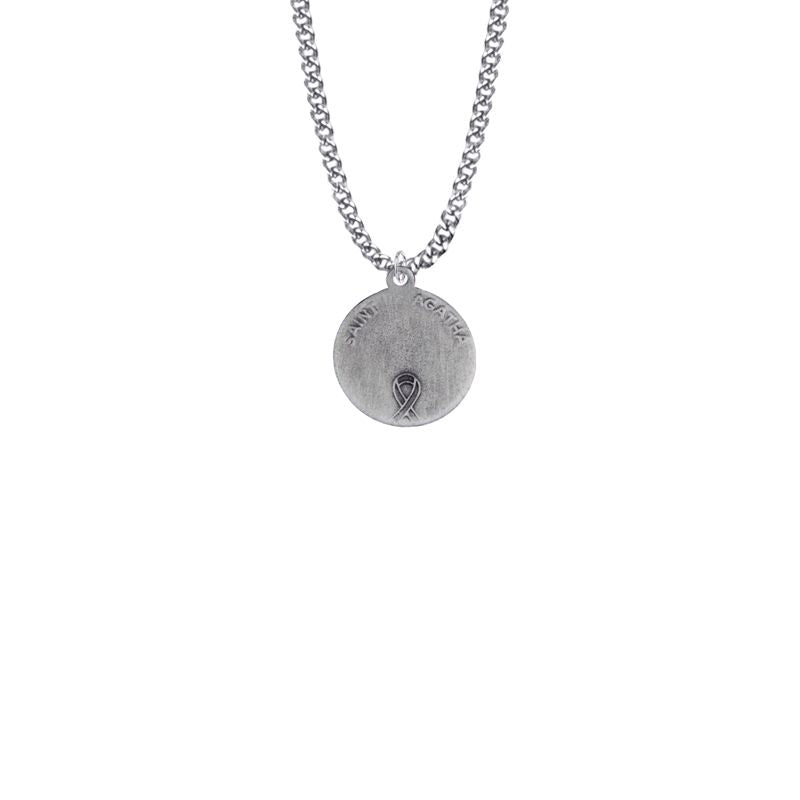 Extel Medium Pewter Small Round Saint Agatha Medal Pendant