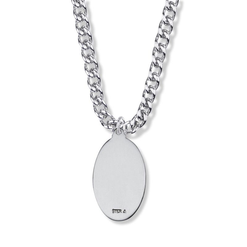 Extel Large Sterling Silver Oval St. Christopher Medal Pendant