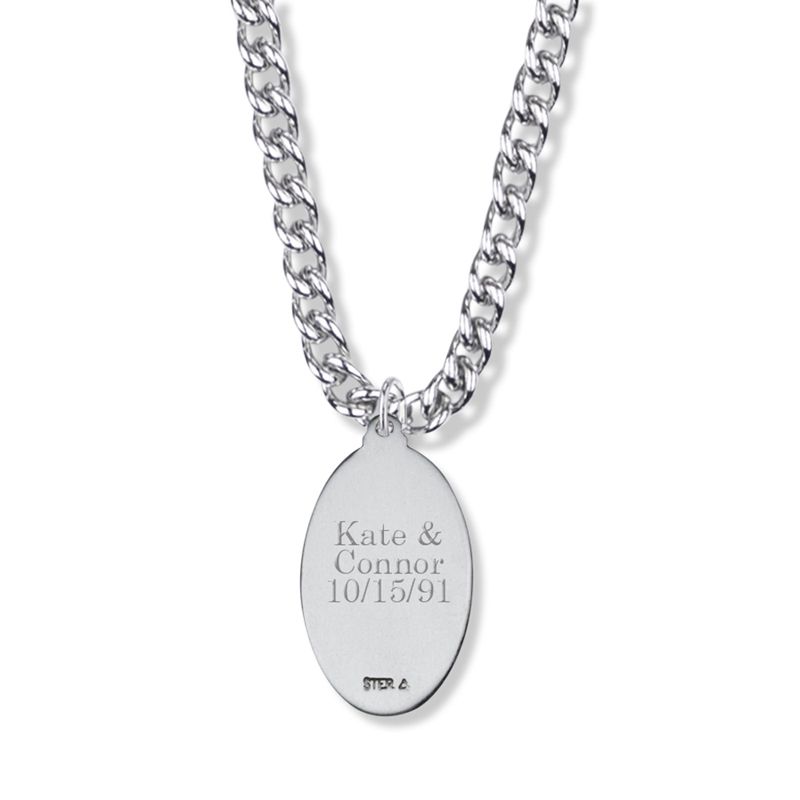Extel Large Sterling Silver Oval St. Christopher Medal Pendant