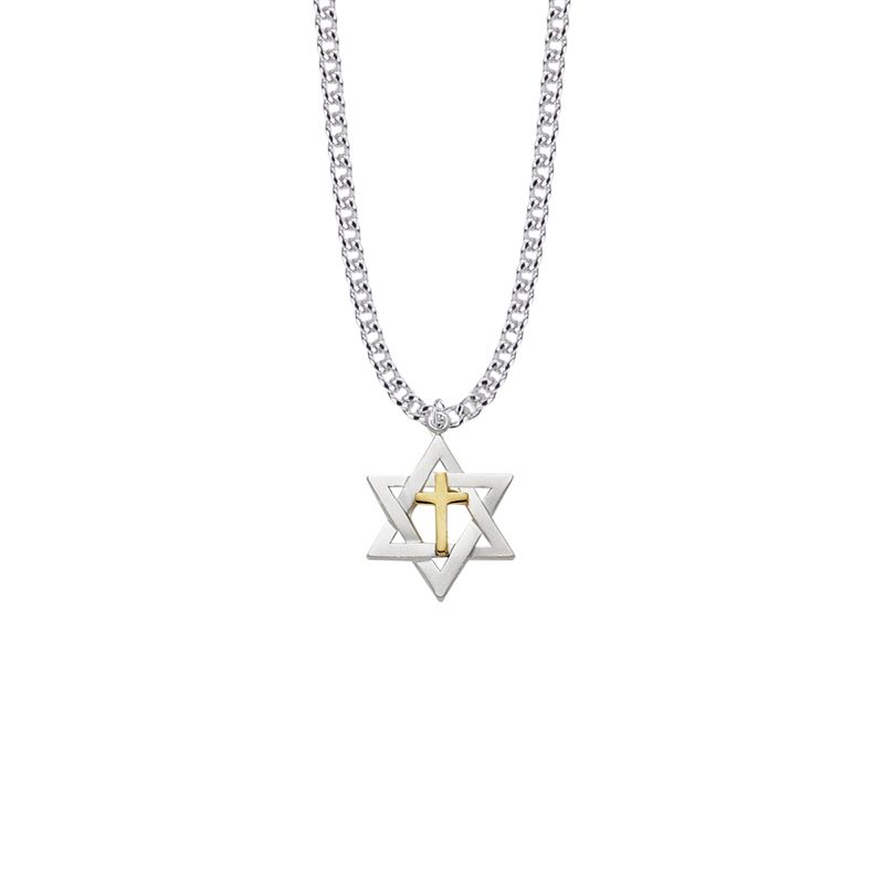 Extel Medium Sterling Silver Two-Tone Star of David Pendant