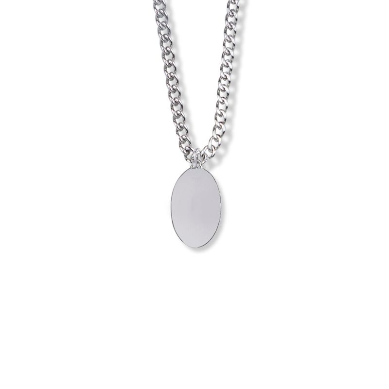 Extel Medium Sterling Silver Oval Blue Enameled St. Christopher Medal Pendant for Women with 18 Inch Chain