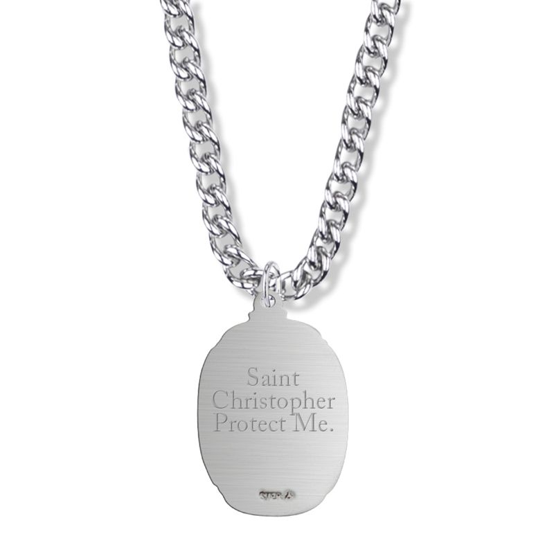 Extel Large Sterling Silver St. Christopher Medal Pendant