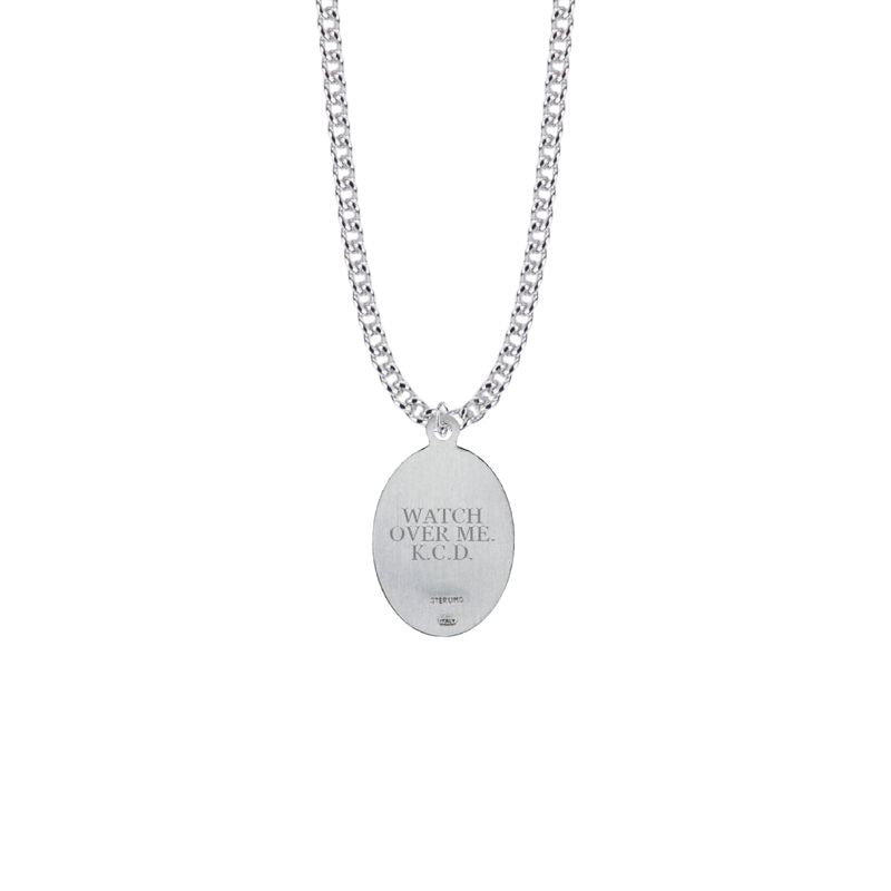 Extel Large Sterling Silver St. Gerard Medal Pendant 24" Chain
