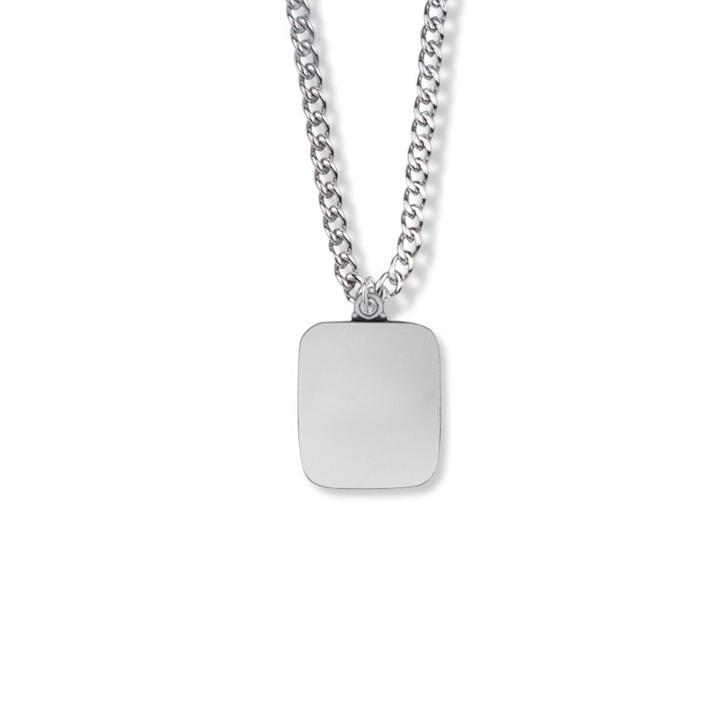 Extel Medium Sterling Silver Rectangle Antiqued St. Christopher Medal Pendant with 20 Inch Chain